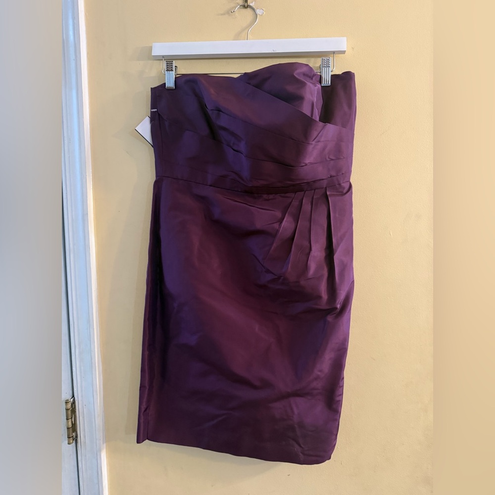 J. Crew Selma Bridesmaids purple 100% silk strapless cocktail dress, size 10